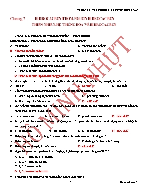 Trắc nghiệm Hóa học 11 - Chương 7 Hiđrocacbon thơm. nguồn hiđrocacbon thiên nhiên, hệ thống hóa về hiđrocacbon